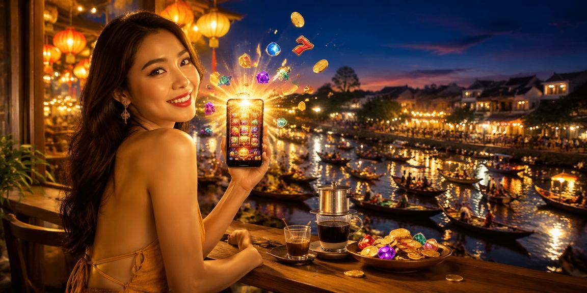 Khách chơi slot game tại Cần Thơ trong không gian cà phê Việt Nam