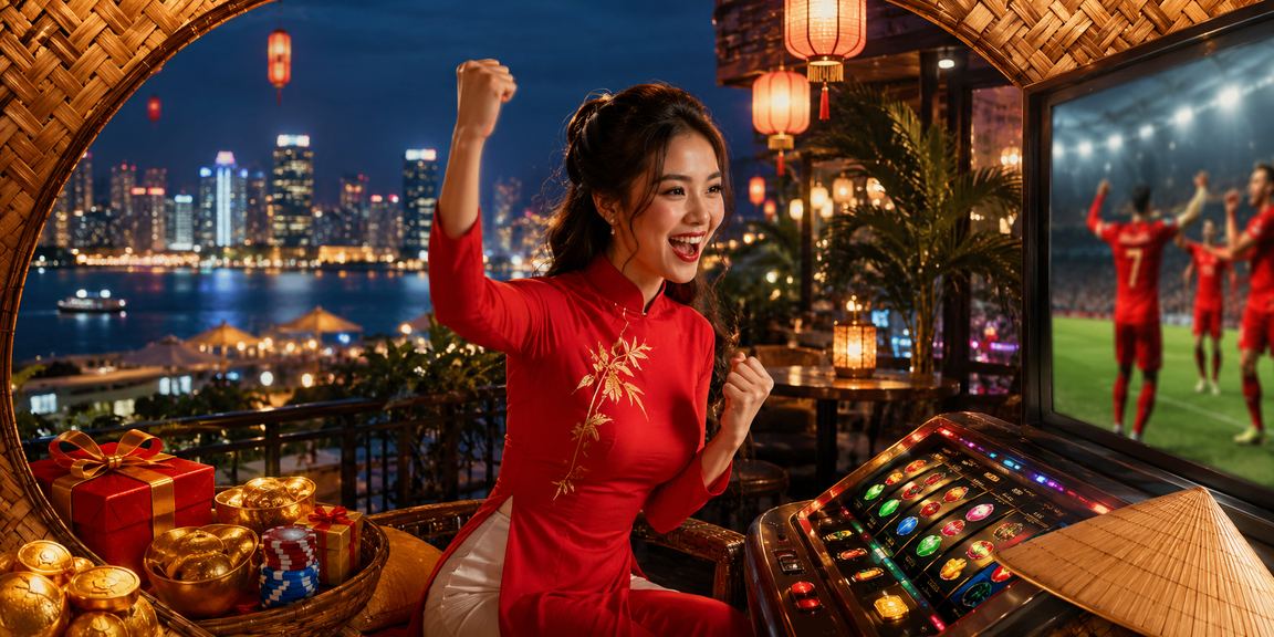 Màn hình slot game Hà Nội – nữ người chơi áo dài trải nghiệm v200 trên điện thoại